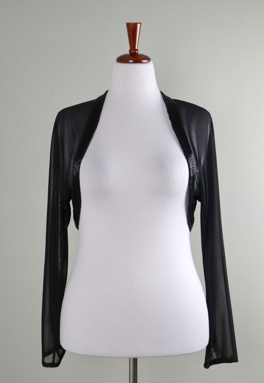 LAUREN RALPH LAUREN NWT Beaded Trim Sheer Cropped Evening Jacket Top Size 12